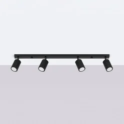 Carbon plafondspot, zwart, lengte 81 cm, aluminium, 4-lamps.