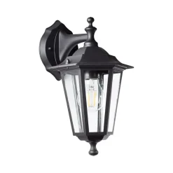 Carleen buitenwandlamp, hanglamp, zwart, metaal, glas