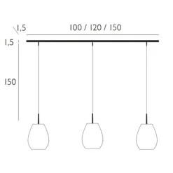 Casablanca Bagan hanglamp, 3-lamps, Ø 13cm