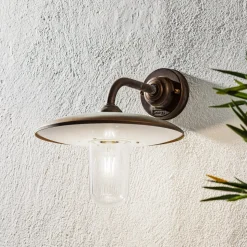 Casale buitenwandlamp, antiek koper helder glas