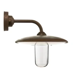 Casale buitenwandlamp, antiek koper helder glas