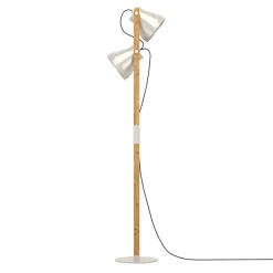 Cawton vloerlamp, hoogte 134,5 cm, staal/bruin, 2-lamps staal