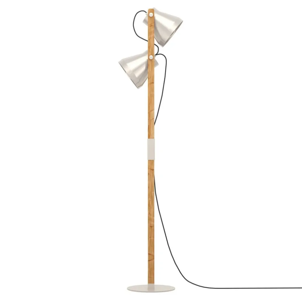 Cawton vloerlamp, hoogte 134,5 cm, staal/bruin, 2-lamps staal