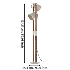 Cawton vloerlamp, hoogte 134,5 cm, staal/bruin, 2-lamps staal