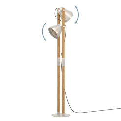 Cawton vloerlamp, hoogte 134,5 cm, staal/bruin, 2-lamps staal