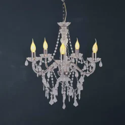 Cecilia kroonluchter, chroom, ijzer/acryl, Ø 52 cm, 5-lamps.