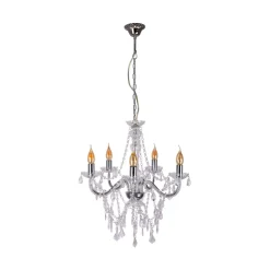 Cecilia kroonluchter, chroom, ijzer/acryl, Ø 52 cm, 5-lamps.