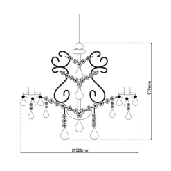 Cecilia kroonluchter, chroom, ijzer/acryl, Ø 52 cm, 5-lamps.