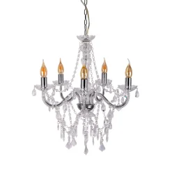 Cecilia kroonluchter, chroom, ijzer/acryl, Ø 52 cm, 5-lamps.