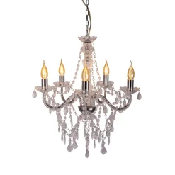 Cecilia kroonluchter, chroom, ijzer/acryl, Ø 52 cm, 5-lamps.