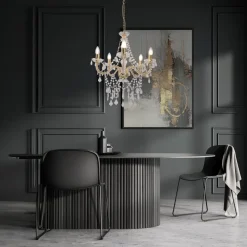 Cecilia kroonluchter, goud, ijzer/acryl, Ø 52 cm, 5-lamps.