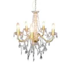 Cecilia kroonluchter, goud, ijzer/acryl, Ø 52 cm, 5-lamps.