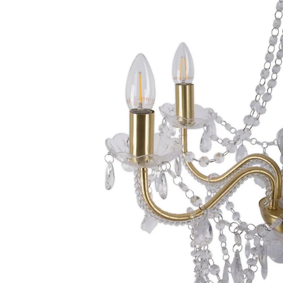 Cecilia kroonluchter, goud, ijzer/acryl, Ø 52 cm, 5-lamps.