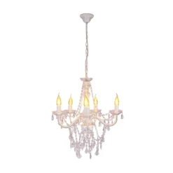 Cecilia kroonluchter, wit, ijzer/acryl, Ø 52 cm, 5-lamps.