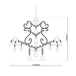Cecilia kroonluchter, wit, ijzer/acryl, Ø 52 cm, 5-lamps.