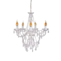 Cecilia kroonluchter, wit, ijzer/acryl, Ø 52 cm, 5-lamps.