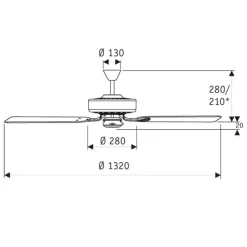 Chique plafondventilator Classic Royal, notenhout