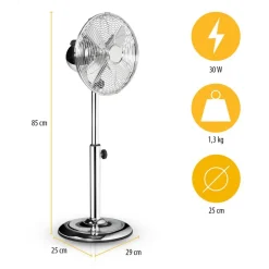 Chromen staande ventilator VE5952 - verstelbaar