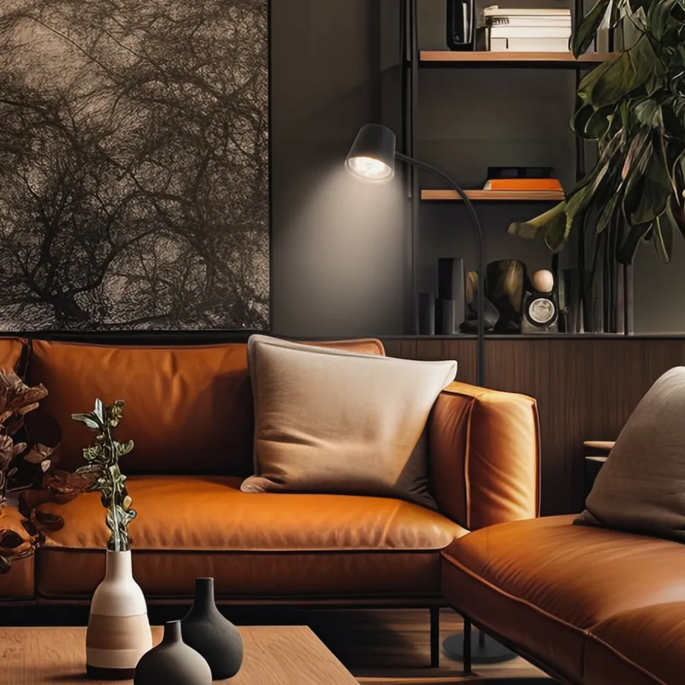 Cielo LED vloerlamp, zwart, touchdimmer, USB-kabel