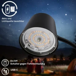 Cielo LED vloerlamp, zwart, touchdimmer, USB-kabel