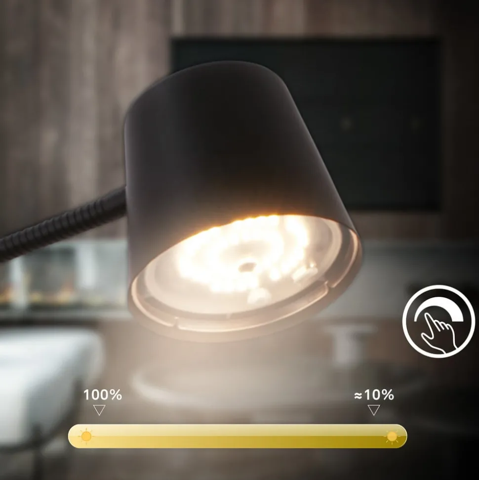 Cielo LED vloerlamp, zwart, touchdimmer, USB-kabel