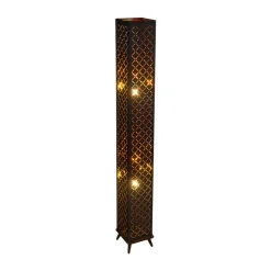 Clarke vloerlamp, zwart/goud blad, hoogte 118 cm, stof