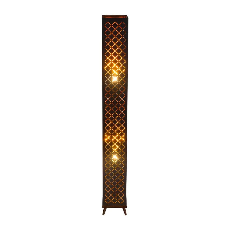 Clarke vloerlamp, zwart/goud blad, hoogte 118 cm, stof