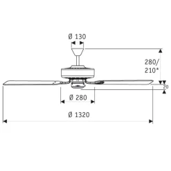 Classic Royal 132 BN plafondventilator, beuken