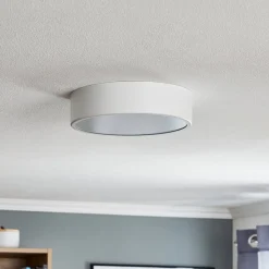 Cleo 300 plafondlamp, wit, sensor, IP20, Ø 30 cm, metaal