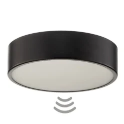 Cleo 300 plafondlamp, zwart, sensor, IP20, Ø 30 cm, metaal