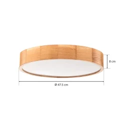 Cleo DR475 plafondlamp, IP54, Ø 47,5 cm, eikenhout, E27