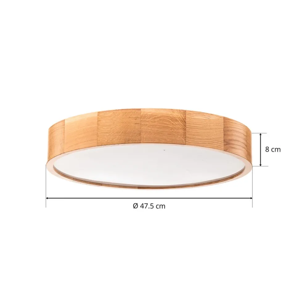 Cleo DR475 plafondlamp, IP54, Ø 47,5 cm, eikenhout, E27