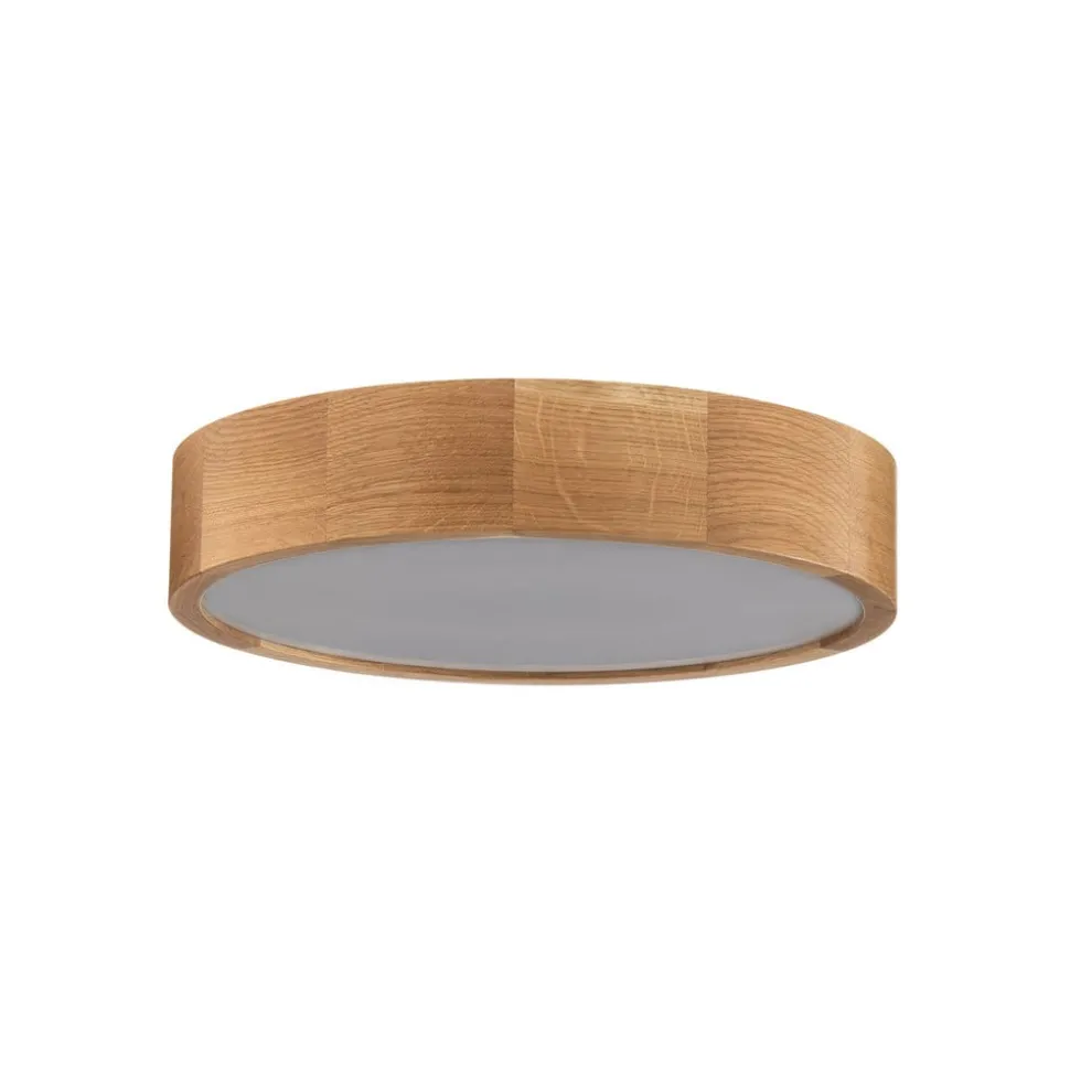 Cleo DR375 plafondlamp, IP54, Ø 37,5 cm, eikenhout, E27