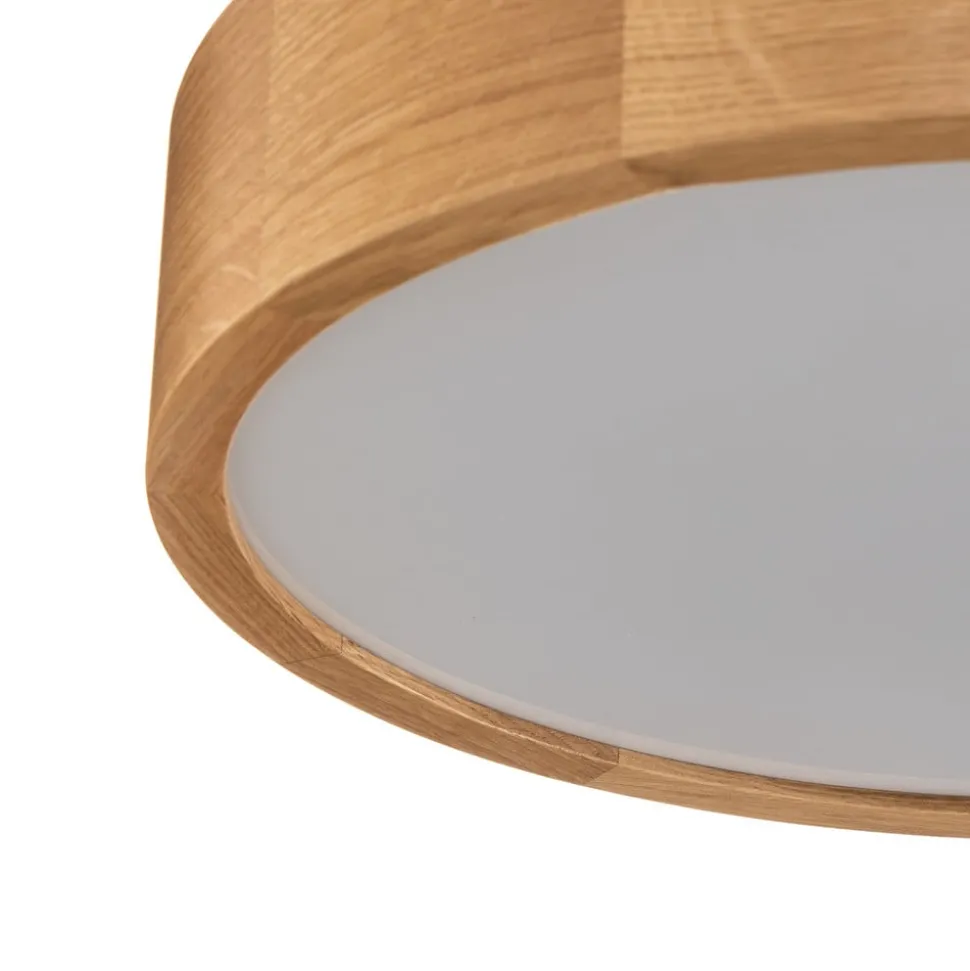 Cleo DR375 plafondlamp, IP54, Ø 37,5 cm, eikenhout, E27