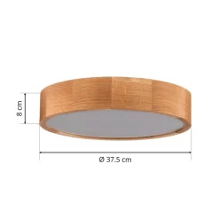 Cleo DR375 plafondlamp, IP54, Ø 37,5 cm, eikenhout, E27