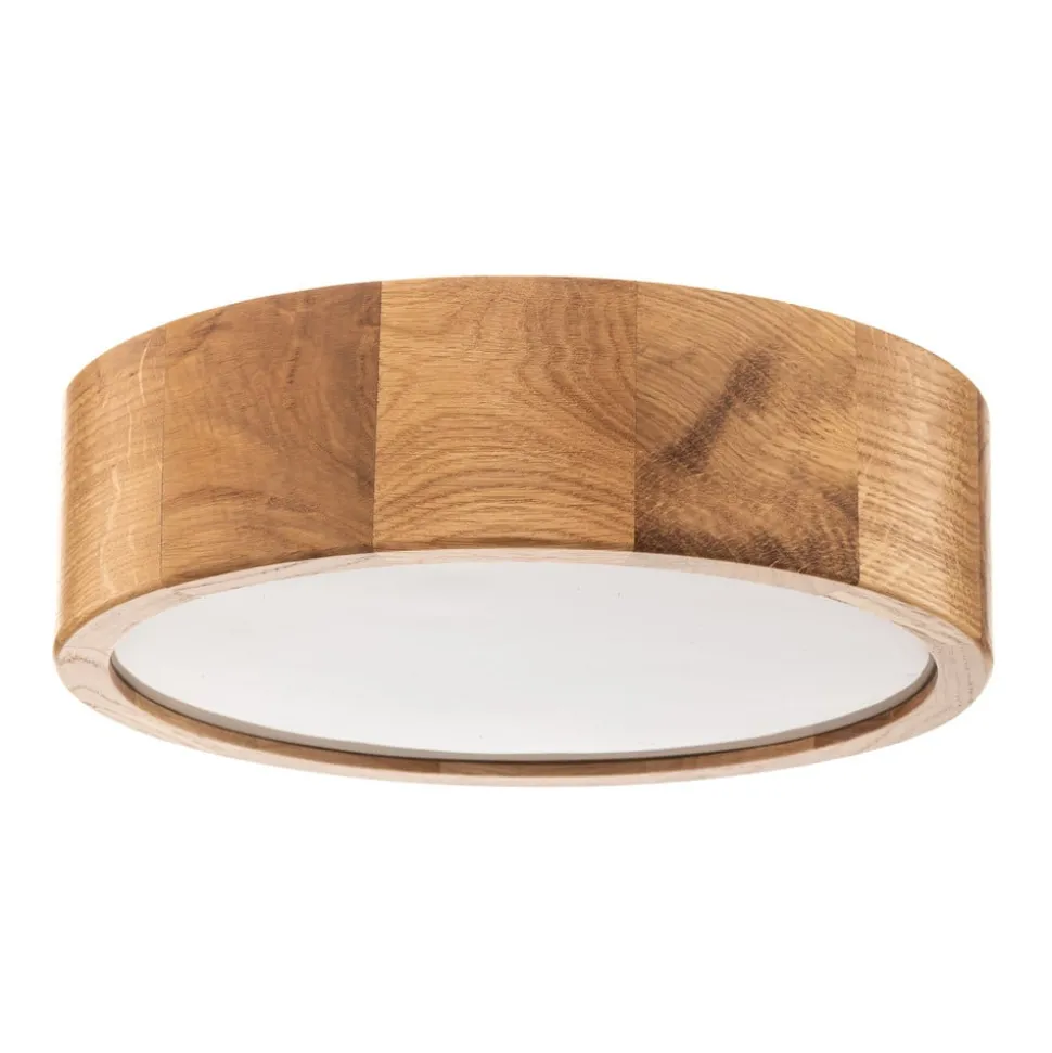 Cleo DR275 plafondlamp, IP54, Ø 27,5 cm, eikenhout, E27