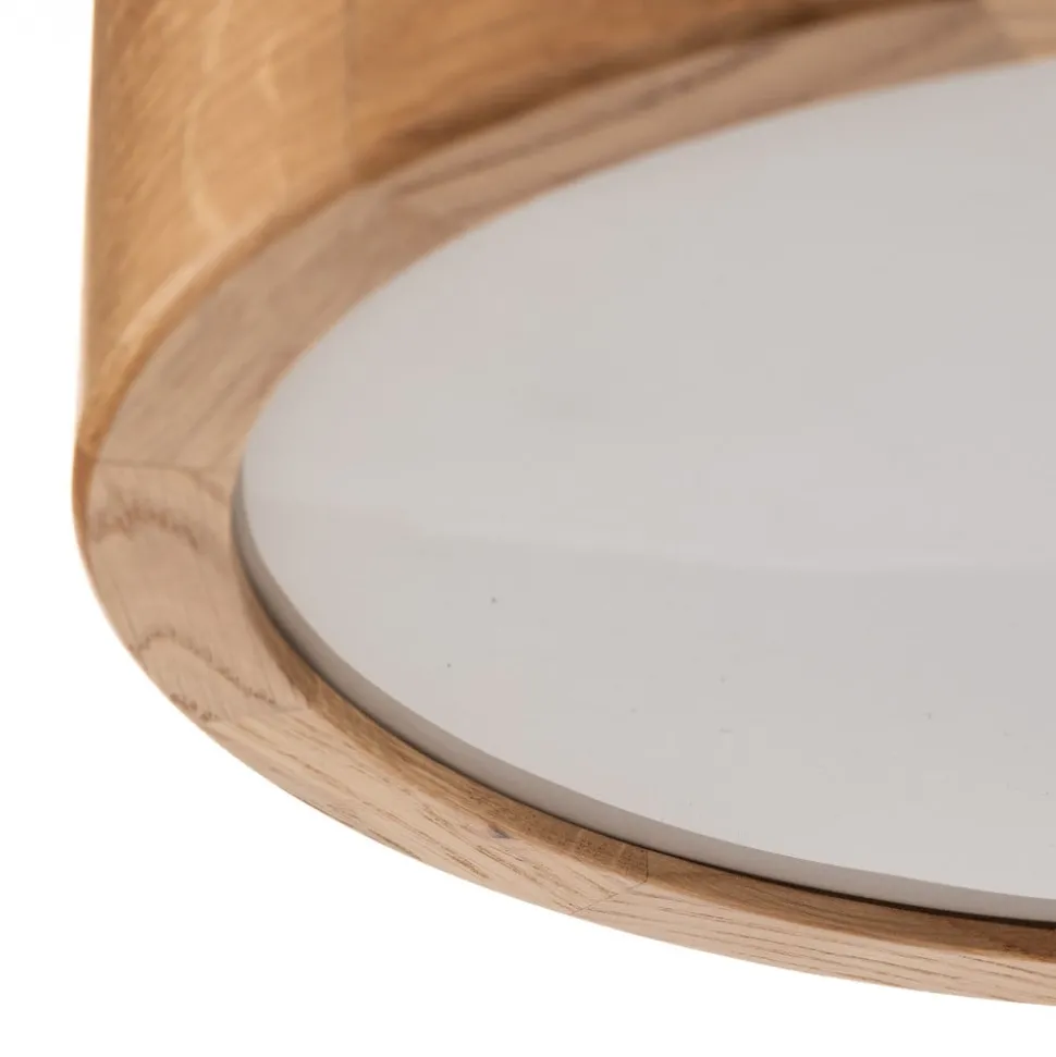 Cleo DR275 plafondlamp, IP54, Ø 27,5 cm, eikenhout, E27