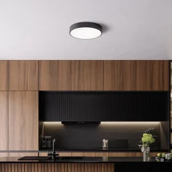 Cleo plafondlamp, Ø 50 cm, IP54, zwart, metaal, E27