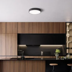 Cleo plafondlamp, Ø 50 cm, IP54, zwart, metaal, E27