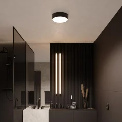 Cleo plafondlamp, Ø 20 cm, IP54, zwart, metaal, E27