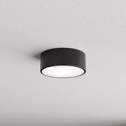 Cleo plafondlamp, Ø 20 cm, IP54, zwart, metaal, E27