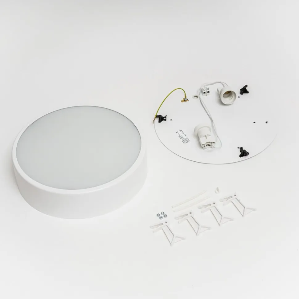 Cleo plafondlamp, Ø 30 cm, IP20, wit, metaal, E27