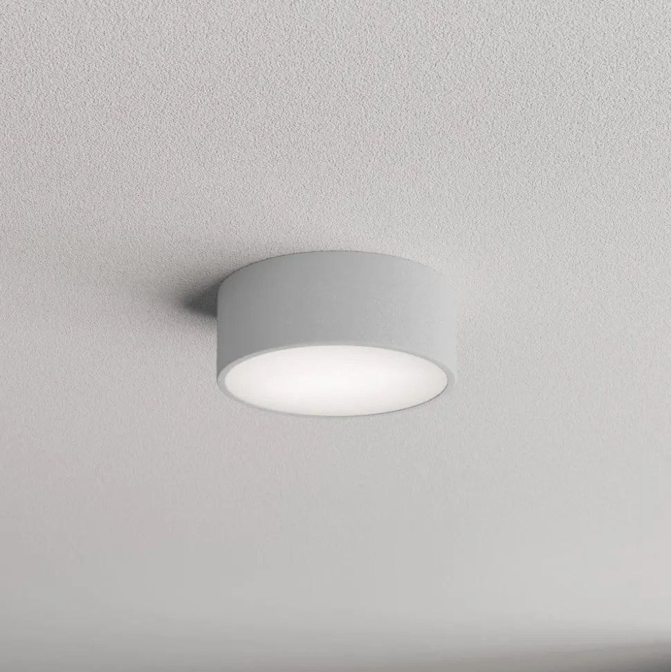 Cleo plafondlamp, Ø 20 cm, IP54, grijs, metaal, E27