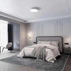 Cleo plafondlamp, Ø 50 cm, IP54, grijs, metaal, E27