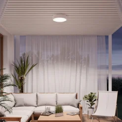 Cleo plafondlamp, Ø 50 cm, IP54, wit, metaal, E27