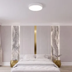 Cleo plafondlamp, Ø 50 cm, IP54, wit, metaal, E27