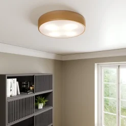 Cleo plafondlamp, Ø 50 cm, IP20, goudkleurig, metaal, E27