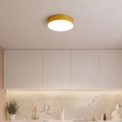 Cleo plafondlamp, Ø 20 cm, IP54, goudkleurig, metaal, E27