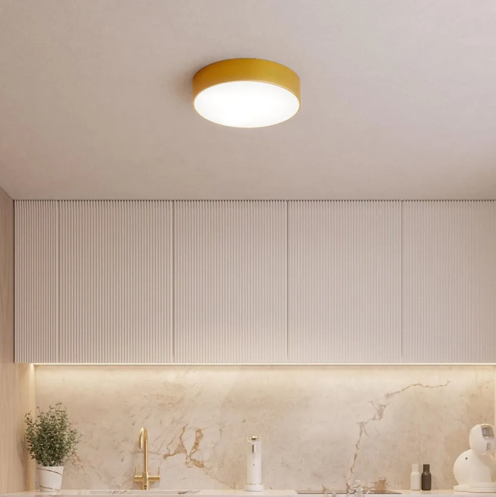 Cleo plafondlamp, Ø 20 cm, IP54, goudkleurig, metaal, E27