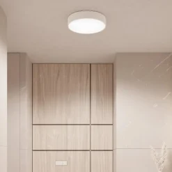 Cleo plafondlamp, Ø 20 cm, IP54, wit, metaal, E27